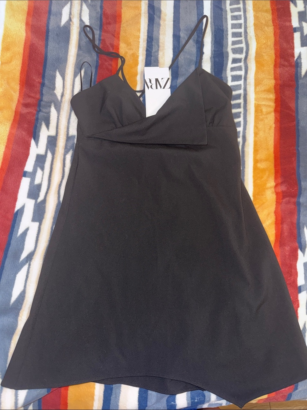 Zara Black Spaghetti Strap Mini Slip Dress